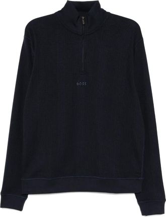 BOSS logo-embroidered sweatshirt - Blue
