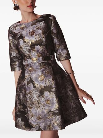 Lethicia Bronstein Jambo floral-brocade skater dress - women - Viscose/Polyamide - 42 - Blue