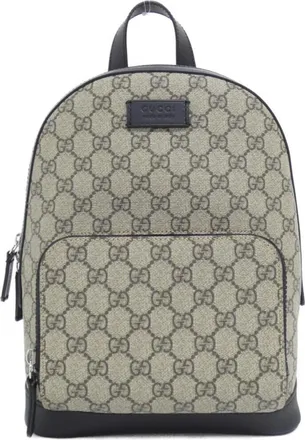Gucci Beige Black Gg Supreme Canvas Backpack (Pre-Owned)