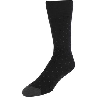 Trafalgar Store Croix Polka Dot Patterned Mid-Calf Merino Wool Socks in Black With Charcoal Dots at Nordstrom