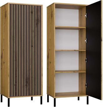 Topeshop Topeshop - kamaro - Armario moderno 3 estantes - 147.5x53.5x40 cm - Mueble de almacenamiento - Roble artesanal