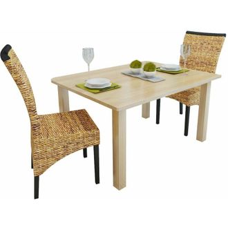 vidaXL Vidaxl - Sillas De Comedor 2 Unidades Madera Maciza De Mango Y Abac&aacute;