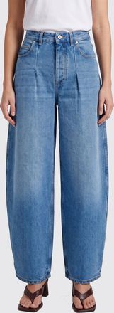 Jacquemus Jeans Le De-N&icirc;mes Ovalo in denim di cotone a vita alta e gamba larga
