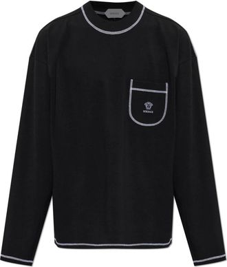 Versace Katoenen top met lange mouwen - Heren - Longsleeves - Zwart - L - Katoen - Tops