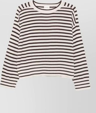 Closed striped ribbed cashmere sweater