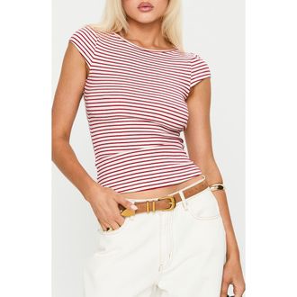 Princess Polly Drives Me Crazy Backless Top in Red Stripe at Nordstrom, Size 10