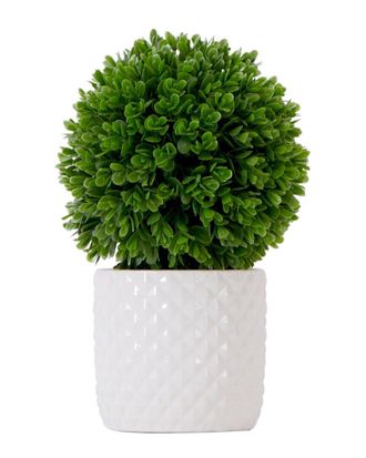 Nearly Natural 10In Artificial Boxwood Topiary Plant With Decorative Planter