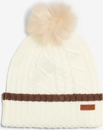 Cole Haan Womens Solid Beanie with Trim - Beige