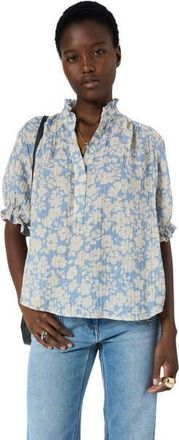 Gerard Darel Cephise Floral Print Blouse in Sky Blue at Nordstrom, Size Small