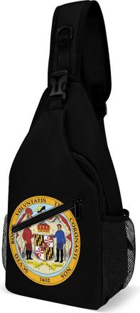 Generic Seal of Maryland Mens Print Crossbody Large Sling Backpack Casual Chest Bag Gift for Traveling Hiking Workout
