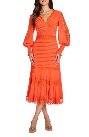Tadashi Shoji Nyssa Bishop Sleeve Dress in Apricot at Nordstrom, Size 12