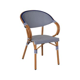 Mobili Rebecca Sillas De Jard&iacute;n Apilables Mobili Rebecca Camellia 84x57x57 Aluminio Pvc, Pet Azul Blanco Cl&aacute;sico Set 2 Piezas