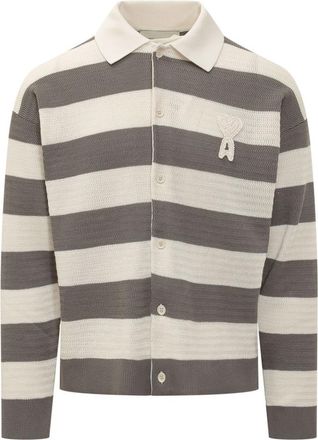 Ami Beige Shirt Collar Cardigan