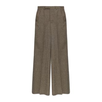 Rick Owens Wool Wide-Leg Trousers - female - Rick Owens - Wide Trousers - Gray - XS - Trousers