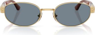 Persol 56mm Oval Sunglasses in Gold /Light Blue at Nordstrom