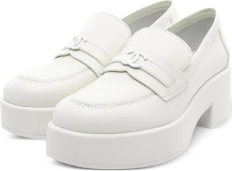 Chanel leather platform loafers - White