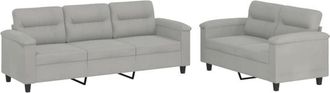 vidaXL Vidaxl - Juego De Sof&aacute;s Con Cojines 2 Piezas Tela Microfibra Gris Claro