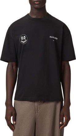 AllSaints Spinner Graphic T-Shirt in Washed Black at Nordstrom, Size Xx-Large