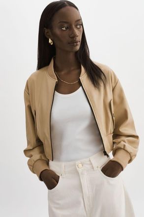 LaMarque EVELIN | Cropped Faux Leather Bomber Jacket in Wheat at Nordstrom, Size Large