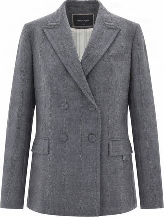 Fabiana Filippi Dark Grey Double-Breasted Virgin Wool Blazer