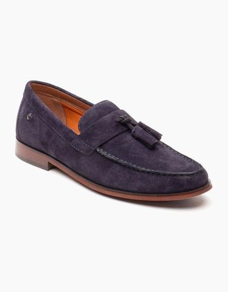 base Mens Base London Flint Leather Mens Navy Loafers - Size: 11