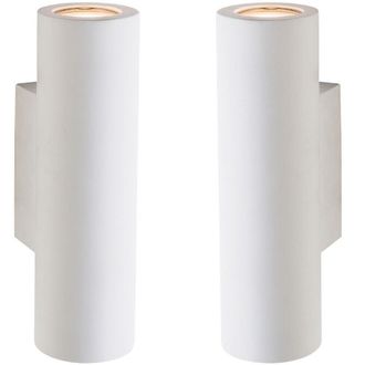 Loops 2 PACK Up & Down LED Wall Light Primed White (Ready for Paint) Modern Lamp Kit