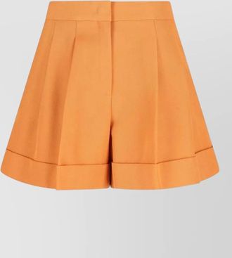 Fendi wool tailored shorts pleated pockets belt loops