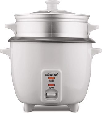 Brentwood 8 Cup Rice Cooker / Non-Stick with Steamer in White