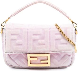 Fendi Pre-owned Fendi Mini Zucca Embossed Velvet Baguette Satchel 8BS017 A8HO 208-8241