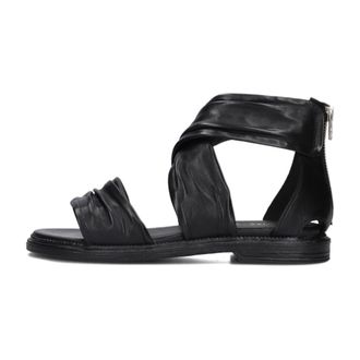Notre-V Schoenen, Dames, Zwart, 39 EU, Leer, Platte Sandalen