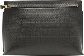 Loewe Pre-owned Repeat Anagram Leren Clutch Tas - Dames - Vintage Clutch - Zwart - ONE Size - Leer - Vintage