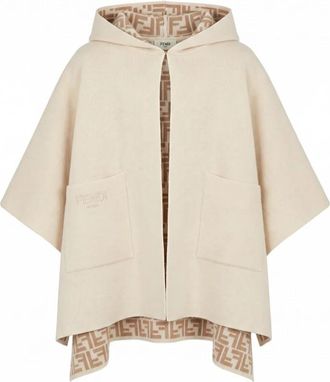 Fendi Omkeerbare Cape - unisex - Ponchos - Wit - M - Wol - Jassen