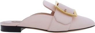 Bally Janesse Buckle Detail Leather Slippers, Brand Size 35 ( US Size 4.5 )
