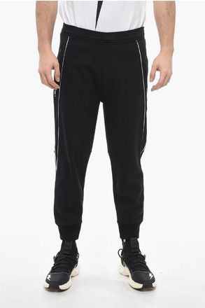 Neil Barrett Jersey THUNDERBOLT joggingbroek met jacquard inzetstukken aan de zijkant in zwart