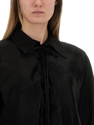 Ganni Jacquard Satin Shirt - Black