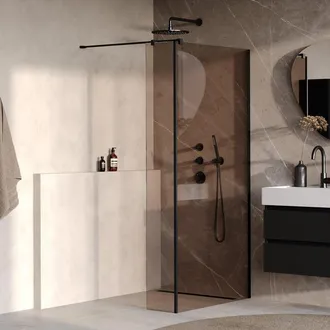 Marcel Breuer Oblivion Inloopdouche - 90x200cm - 30 cm zijwand - glascoating - brons glas - mat zwart