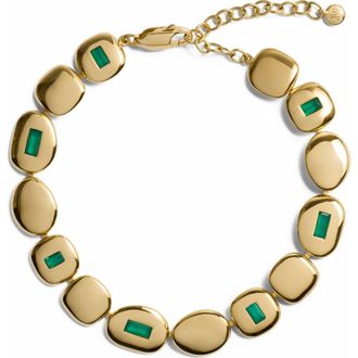 Monica Vinader Mosaic Green Onyx Disc Bracelet in 18K Gold Vermeil /Green Onyx at Nordstrom