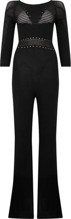 Alberta Ferretti Jumpsuits & Playsuits, Dames, Zwart, S, Elegante aansluitende jumpsuit met halslijn