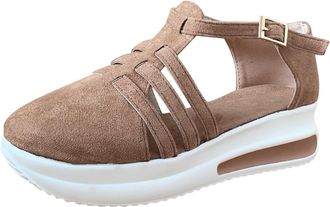 Generic Closed Toe Sandals For Women Hollow Out Sandal Ankle Strap Wedge Heel Shoes Ladies Summer Casual Gladiator Outdoor Walking Sandal