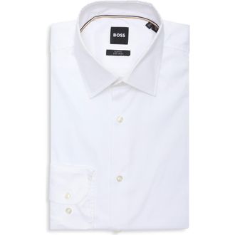 BOSS H-Hank Kent Slim Fit Dress Shirt in White at Nordstrom Rack, Size 14.5 - R