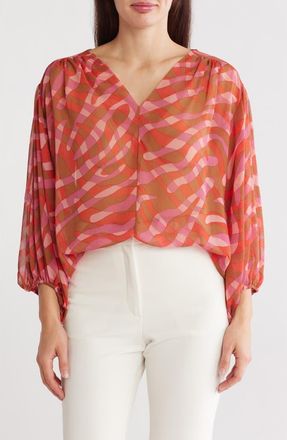 Renee C Sheer Puff Sleeve Top in Rust at Nordstrom Rack, Size X-Small