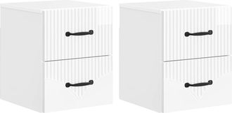 vidaXL Mesita De Noche De Pared 2 Uds. Brillante 34,5 X 33 X 40 Cm Vidaxl
