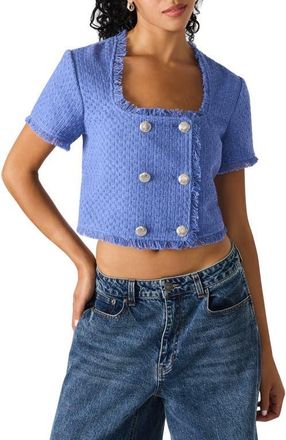 Steve Madden Laylah Tweed Crop Top in Cobalt at Nordstrom, Size X-Large