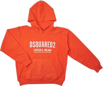 Dsquared2 Kids Sweatshirts, male, Orange, 14 Y, Urban Hoodie with Ceresio 9 Print