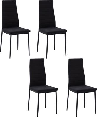 OEM Pack De 4 Sillas De Cocina Modernas Tapizadas En Lino Y Patas De Metal Para Sal&oacute;n Carga 120 Kg 41x50x97 Cm Negro