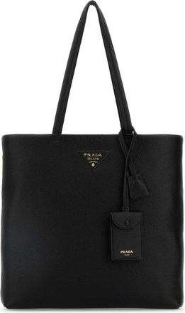 Prada Black triangle logo tote bag