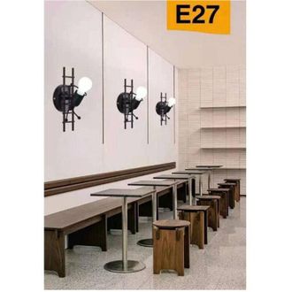 Trade Shop Trade Shop Traesio - Trade Shop - Applique Da Parete Decorativo Forma Omino Sulla Scala In Metallo Attacco E27 Aq49 - Negro