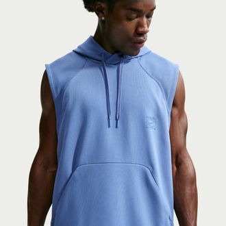 Nike Mens N.A.C. Dri-FIT Fleece Sleeveless Training Hoodie in Blue | IQ5551-459