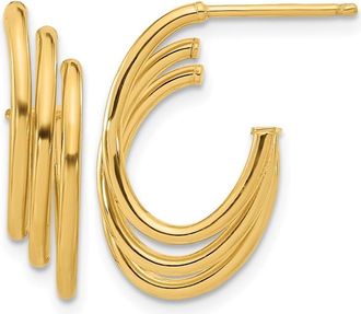 Diamond2Deal 14K Yellow Gold J Shape Hoop Earrings