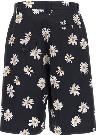 Moschino Daisy-Print Cotton Satin Bermuda Shorts - Black